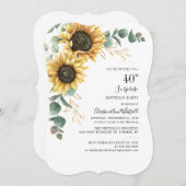 Florale zonnebloem Eucalyptus 40e verjaardag Kaart (Voorkant / Achterkant)