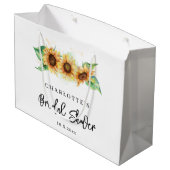 Florale Zonnebloem Waterverf Bruiloftsdouche Groot Cadeauzakje (Achterkant Gekanteld)