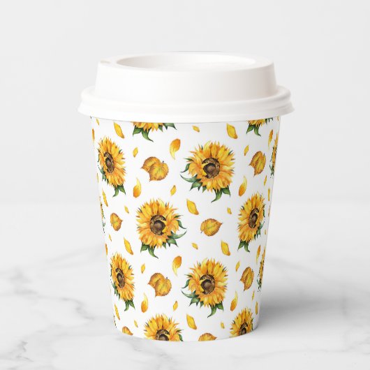 Florale zonnebloemen papieren bekers (Achterkant)