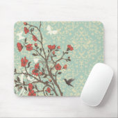 florale zwammen damask + vogelmousepad muismat (Met muis)