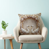 Florale Zwanen Bruiloft Goud Parel Romantische Blo Kussen (Stoel)