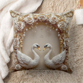 Florale Zwanen Bruiloft Goud Parel Romantische Blo Kussen (Deken)