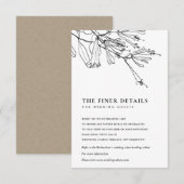 FLORALE ZWARTE EN WITTE LIJN DIE WEDDENDE DETAILS  INFORMATIEKAARTJE (Voorkant / Achterkant)