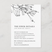 FLORALE ZWARTE EN WITTE LIJN DIE WEDDENDE DETAILS INFORMATIEKAARTJE (Voorkant)