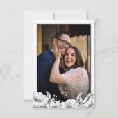 Florale Zwarte Witte Foto Monogram Huwelijk  Save The Date (Achterkant)