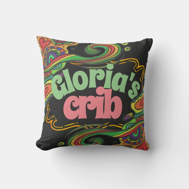 Florale zwendelkunst vintage 60s 70s retrowerppijp kussen (Voorkant)