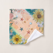 Floralen, koralen en schelpen bad handdoek (Wasdoekje)