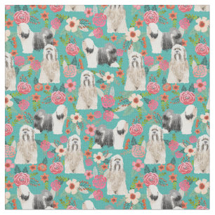  floralen turkooise van Tibetaanse Terrier Stof