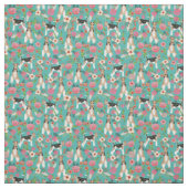 floralen turquoise - dradenfox stof (Swatch)