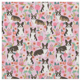  floralen van brindle corgi roze stof
