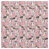  floralen van brindle corgi roze stof (Swatch)