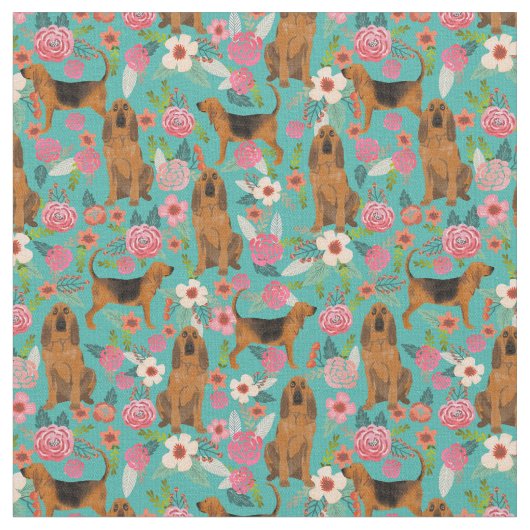floralen van de hond turquoise stof (Close Up)