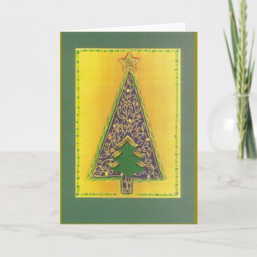 FLORALER WEIHNACHTSBAUM MIT GRÜNEM WEIHNACHTSBAUM FEESTDAGEN KAART (Voorkant)