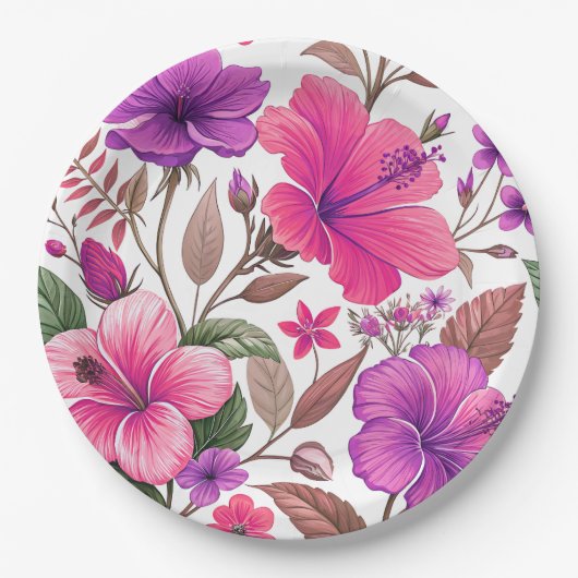 Florales Farbenmeer, Duschvorhang Papieren Bordje (Voorkant)