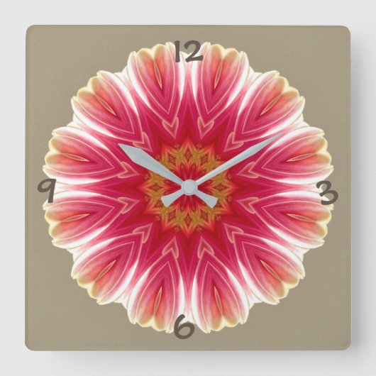 Florales Muster Vierkante Klok (Voorkant)