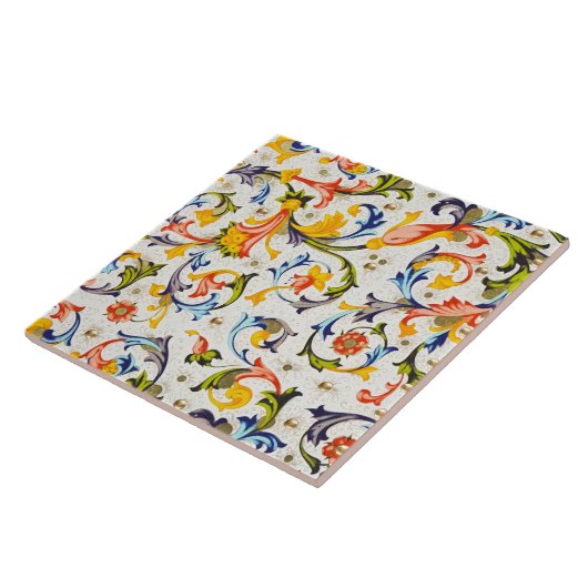 FLORALIJNSE RENAISSANCE GELE BLOEMENKRUIS, BLOEMEN TEGELTJE (Zijkant)