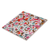 FLORALINE RENAISSANCE RODE BLOEMENKRULLEN, BLOEMEN TEGELTJE (Zijkant)