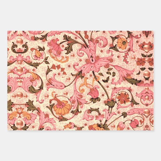 FLORALISSERENDE RENAISSANCE BLAUWE KRULLEN, BLOEME INPAKPAPIER VEL (Voorkant 2)