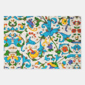 FLORALISSERENDE RENAISSANCE BLAUWE KRULLEN, BLOEME INPAKPAPIER VEL (Voorkant)