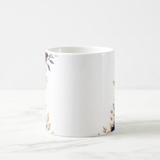 FloralMug Watercolor Mok - Romantische Dieprode Ro (Center)