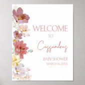 Florals Baby Bloom Baby shower Welkom Poster (Voorkant)