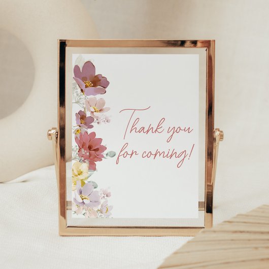 Florals Baby Bloom Bedankt voor uw komst Poster