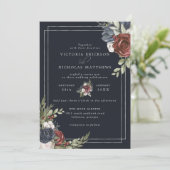 Florals, bevroren | Winterbotanisch huwelijk Kaart (Staand voorkant)