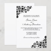  Florals Black Wedding Invitation Kaart (Voorkant / Achterkant)