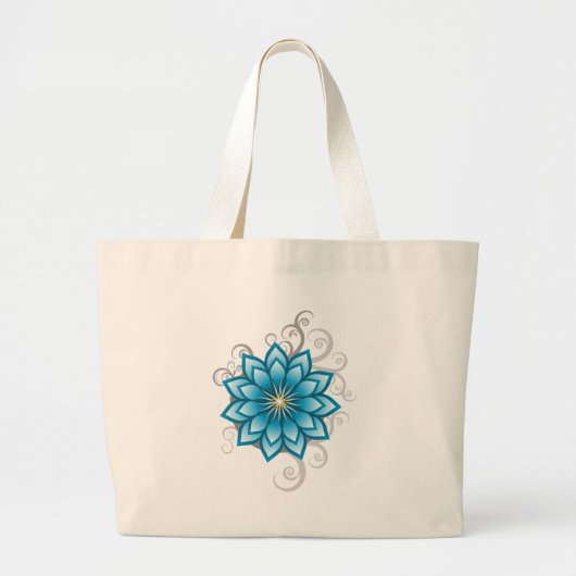 Florals - blauw grote tote bag (Voorkant)