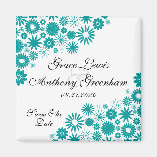  Florals Blauwgroen sparen de Datum Magnet