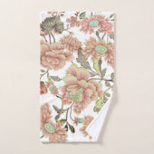 Florals Bleek Roze, Blauw op Wit Bad Handdoek (Handdoek)