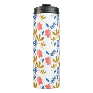 Florals Blue Coral Pink Greenery Thermosbeker