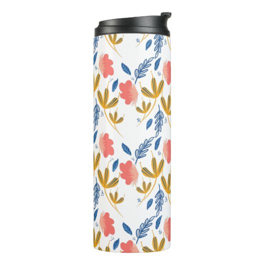 Florals Blue Coral Pink Greenery Thermosbeker (Gedraaid links)