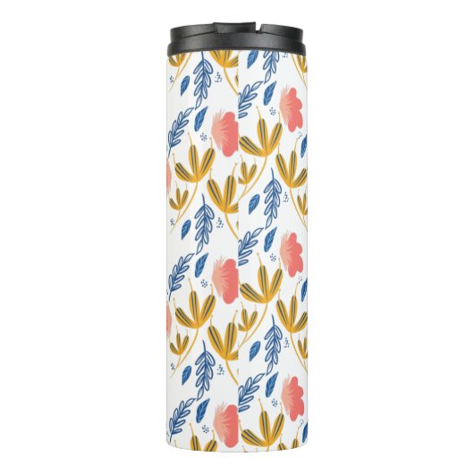 Florals Blue Coral Pink Greenery Thermosbeker (Achterkant)