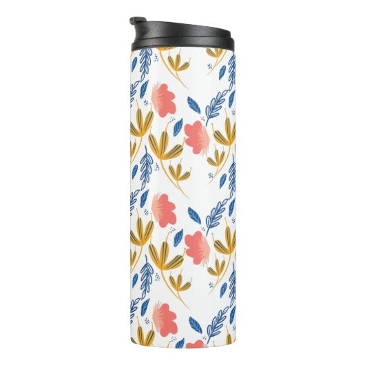 Florals Blue Coral Pink Greenery Thermosbeker (Geroteerd rechts)