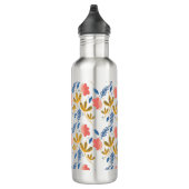 Florals Blue Coral Pink Greenery Waterfles (Rechts)