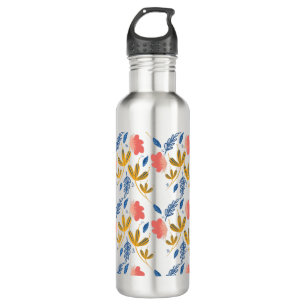 Florals Blue Coral Pink Greenery Waterfles