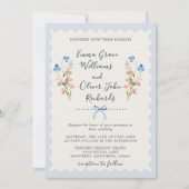 Florals Blue Romantic Garden Wedding Kaart (Voorkant)