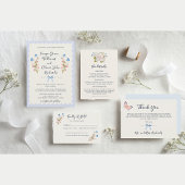 Florals Blue Romantic Garden Wedding Kaart