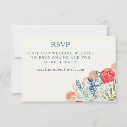  Florals Boho Wedding Website QR Code RSVP Kaartje (Voorkant)