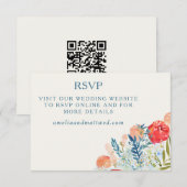  Florals Boho Wedding Website QR Code RSVP Kaartje (Voorkant / Achterkant)