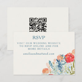  Florals Boho Wedding Website QR Code RSVP Kaartje