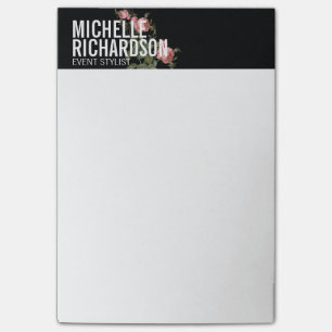 Florals Bold Text op zwart Post-it® Notes