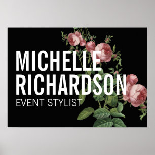 Florals Bold Text op zwart Poster