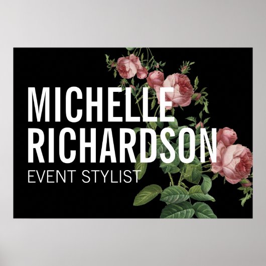 Florals Bold Text op zwart Poster (Voorkant)