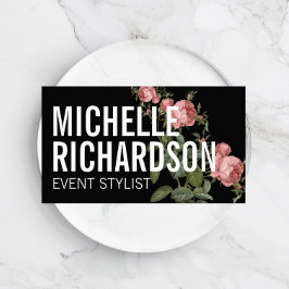  Florals Bold Text op zwart Visitekaartje