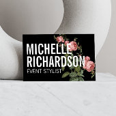  Florals Bold Text op zwart Visitekaartje