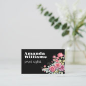  Florals Bold Text op zwart Visitekaartje (Staand voorkant)