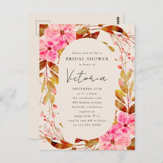  Florals Bridal Shower Briefkaart (Voorkant / Achterkant)