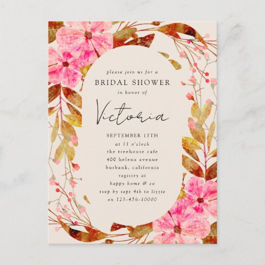  Florals Bridal Shower Briefkaart (Voorkant)